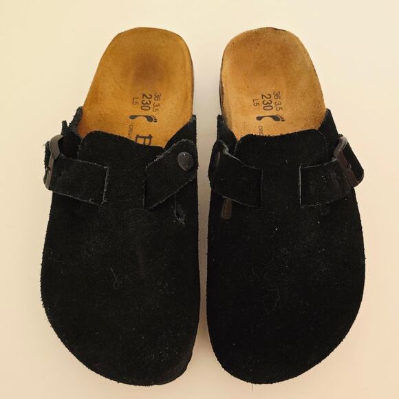Birkenstock Betula Boston Clog Size 36 L5 Black Suede Slip On Shoe Mule - Picture 2 of 8